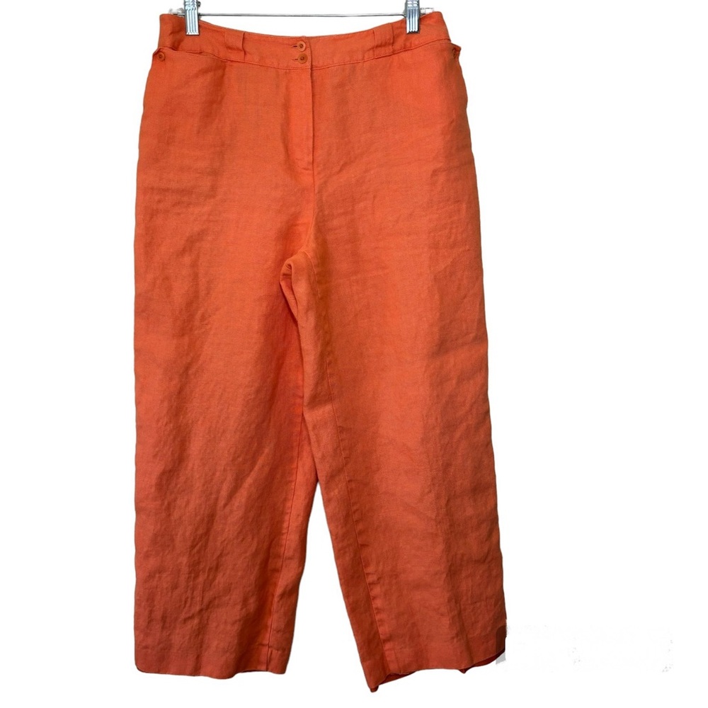 Talbots Irish Linen Orange wide leg pants. Fully lined. Women’s 10